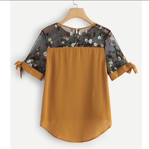 LAST ONE! Embroidered Mesh Top - Picture 3 of 3